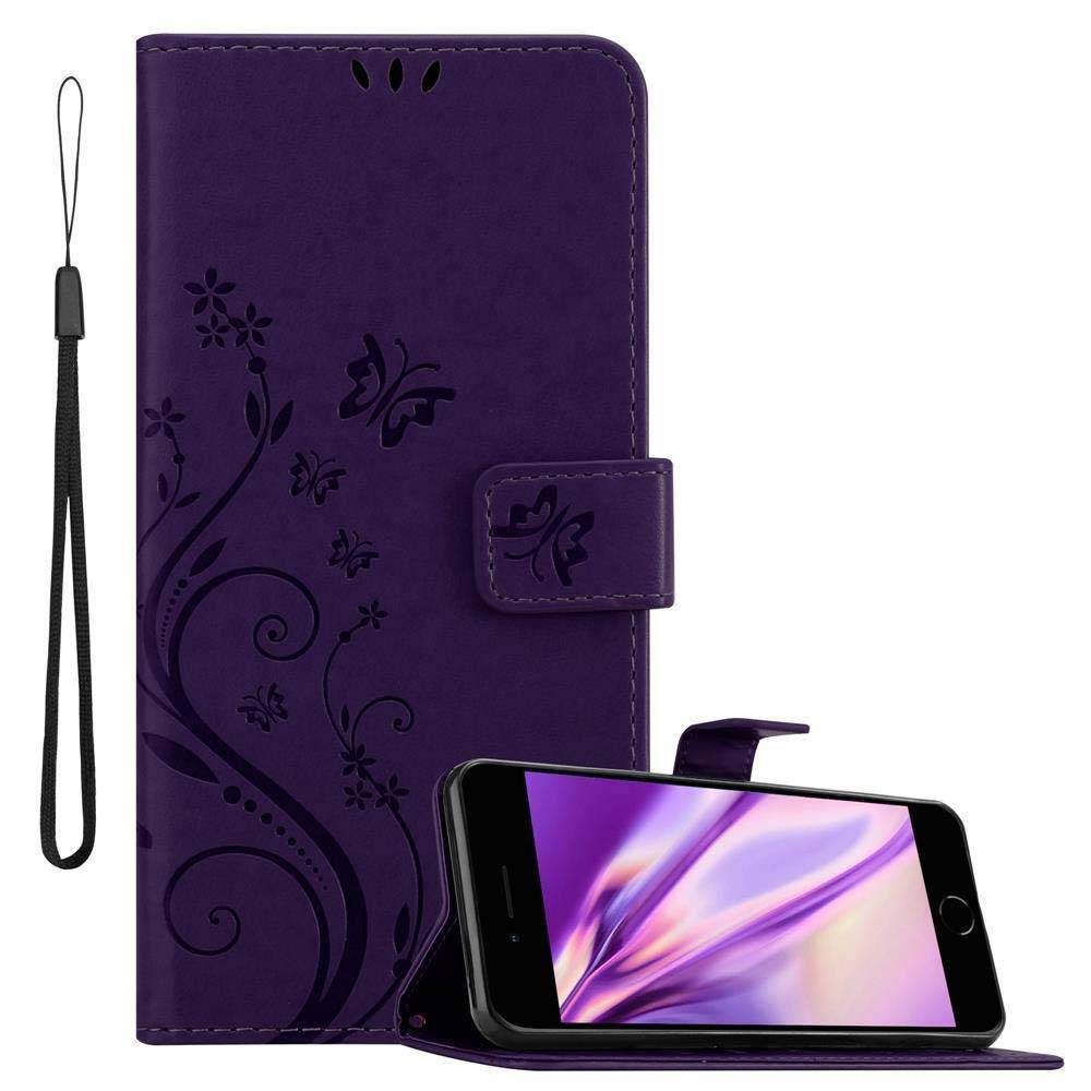 Cadorabo Hülle für Apple iPhone 7 PLUS / 7S PLUS / 8 PLUS Schutz Hülle in Lila Schutzhülle Handy Hülle Etui Case Blumen