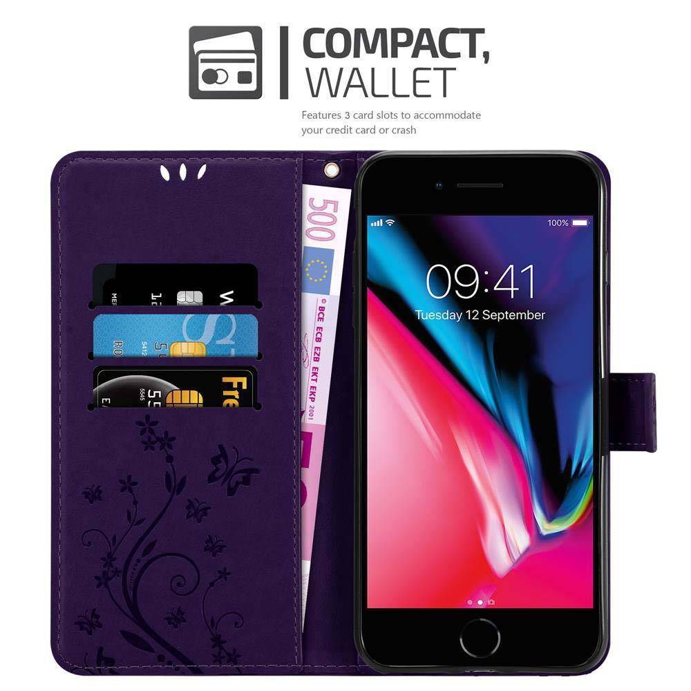Cadorabo Hülle für Apple iPhone 7 PLUS / 7S PLUS / 8 PLUS Schutz Hülle in Lila Schutzhülle Handy Hülle Etui Case Blumen
