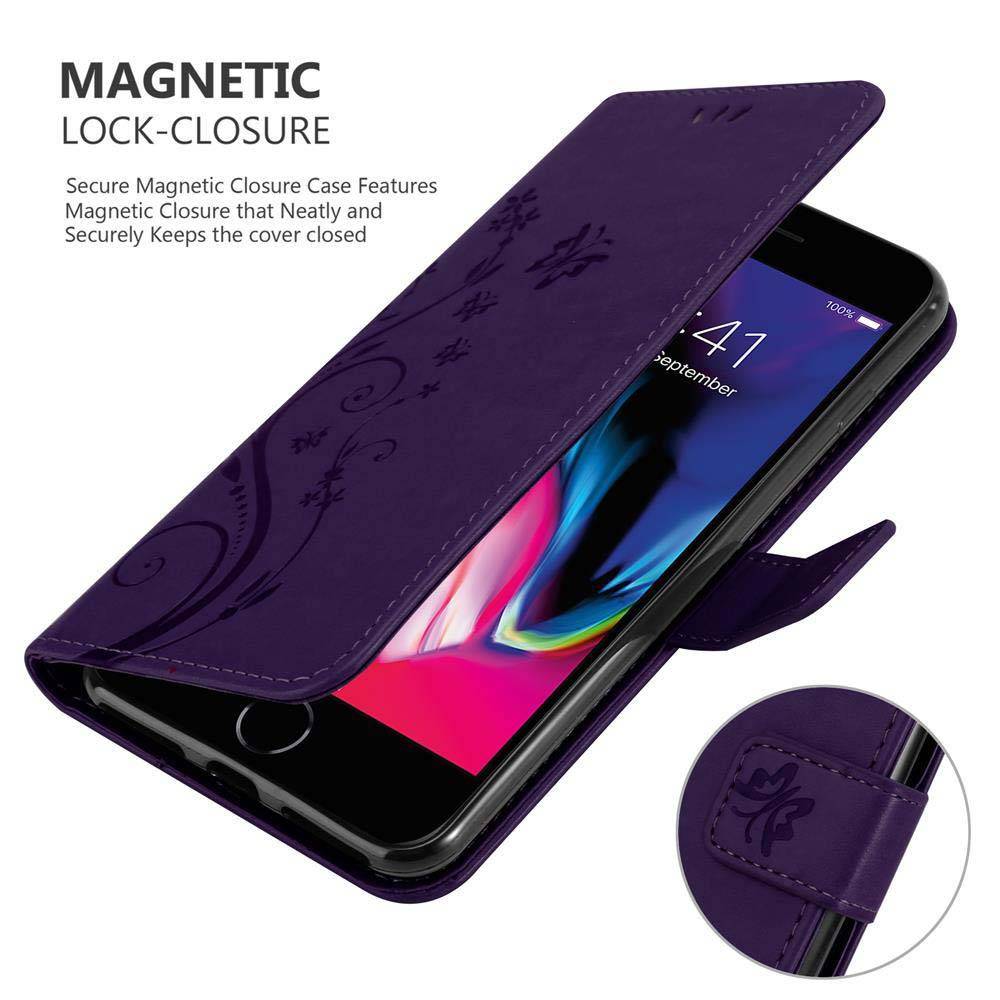 Cadorabo Hülle für Apple iPhone 7 PLUS / 7S PLUS / 8 PLUS Schutz Hülle in Lila Schutzhülle Handy Hülle Etui Case Blumen
