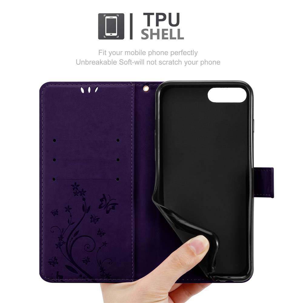 Cadorabo Hülle für Apple iPhone 7 PLUS / 7S PLUS / 8 PLUS Schutz Hülle in Lila Schutzhülle Handy Hülle Etui Case Blumen