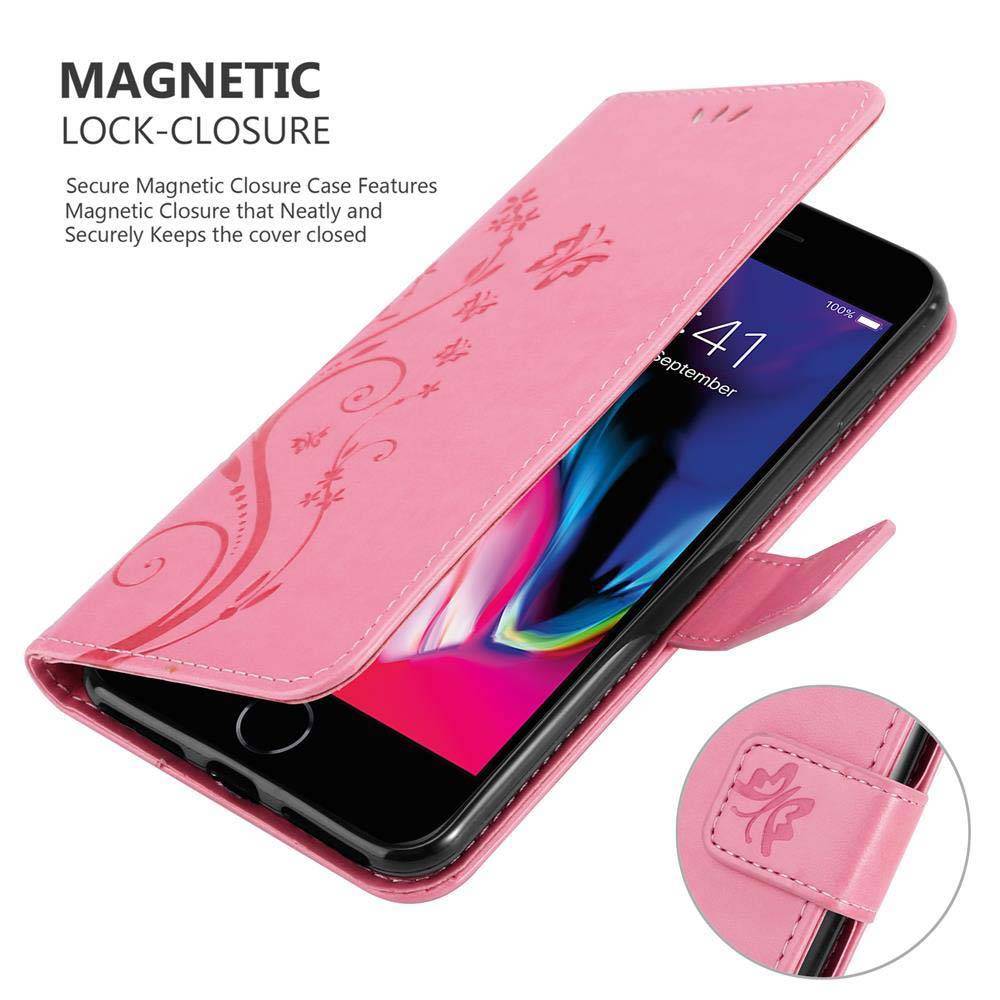 Cadorabo Hülle für Apple iPhone 7 PLUS / 7S PLUS / 8 PLUS Schutz Hülle in Rosa Schutzhülle Handy Hülle Etui Case Blumen