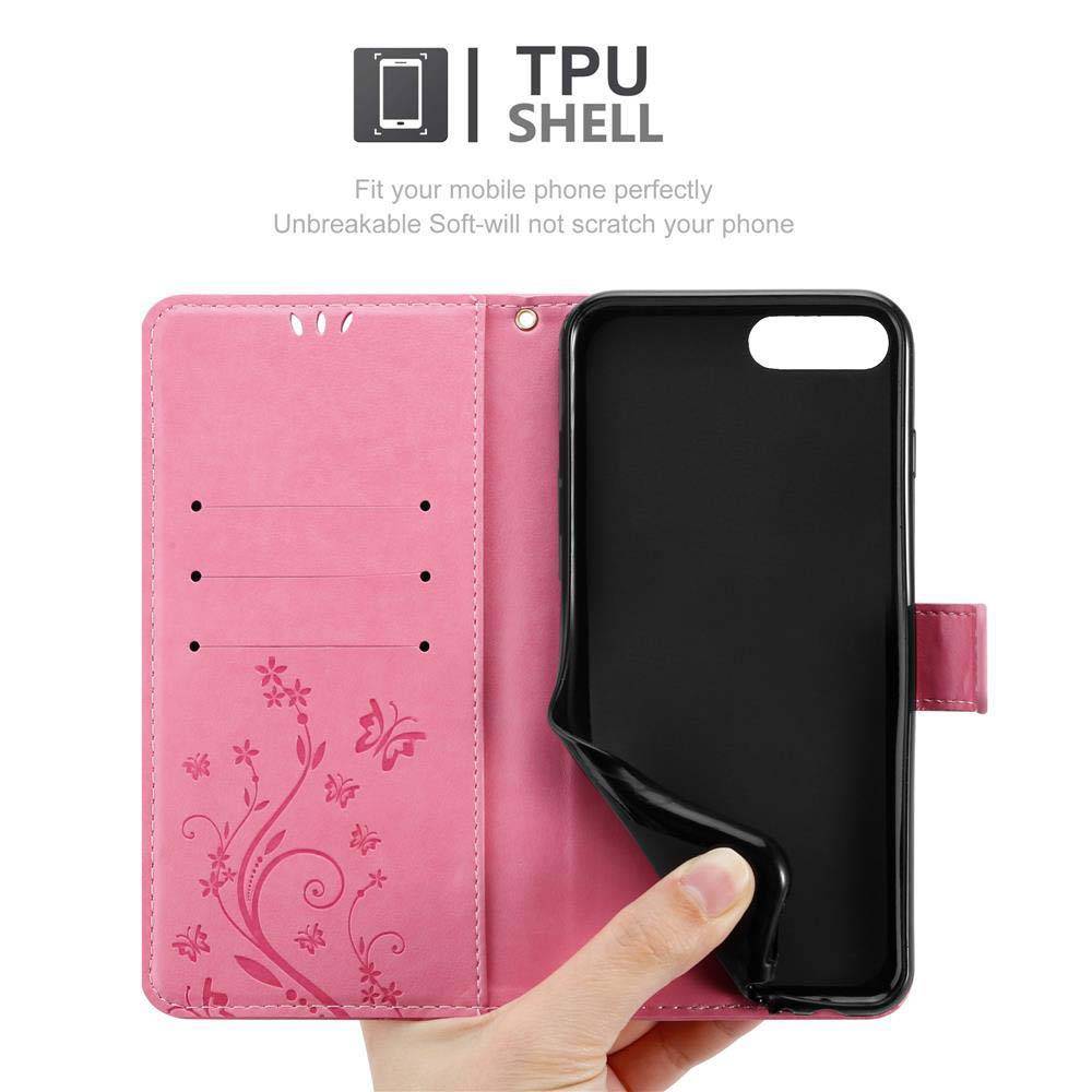 Cadorabo Hülle für Apple iPhone 7 PLUS / 7S PLUS / 8 PLUS Schutz Hülle in Rosa Schutzhülle Handy Hülle Etui Case Blumen