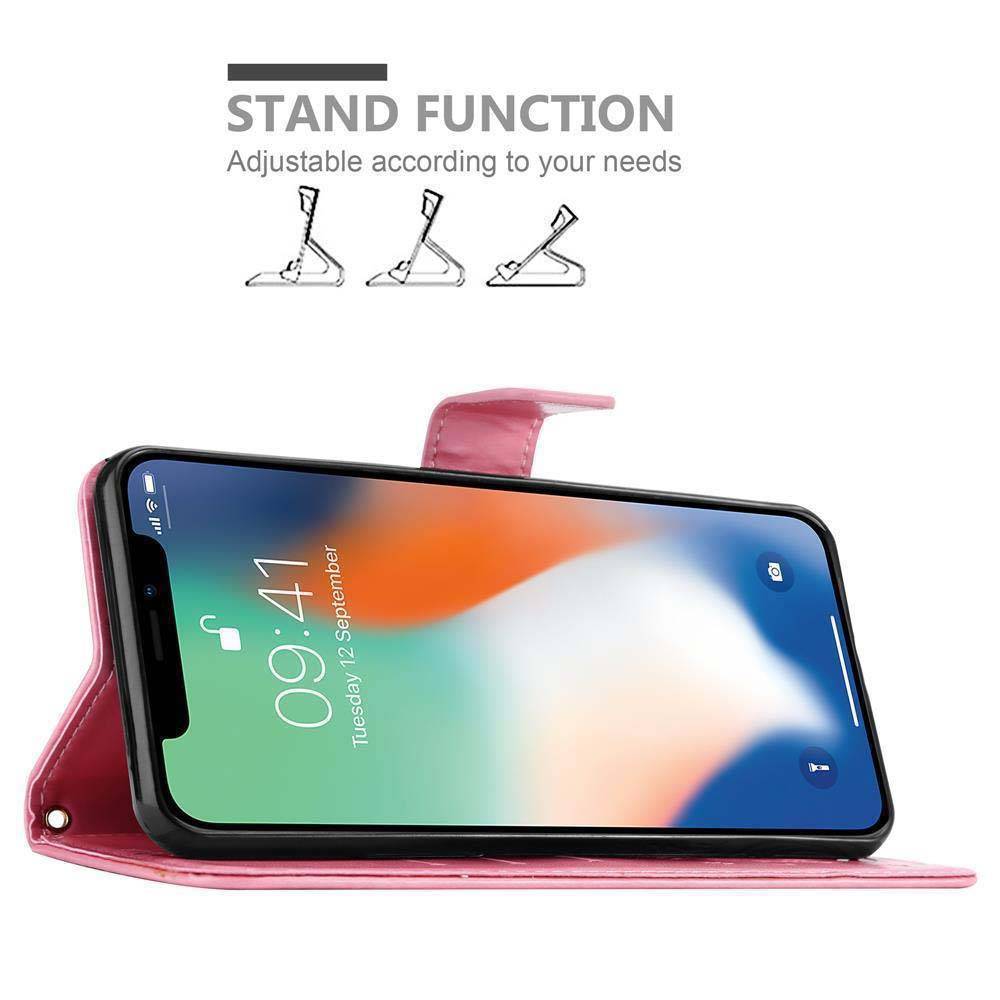 Cadorabo Hülle für Apple iPhone X / XS Schutz Hülle in Rosa Schutzhülle Handy Hülle Etui Case Blumen Flower