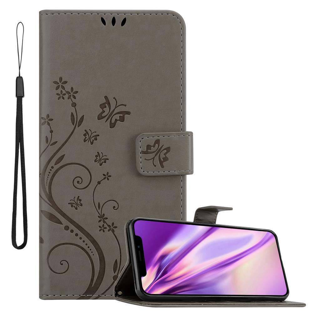 Cadorabo Hülle für Apple iPhone XS MAX Schutz Hülle in Grau Schutzhülle Handy Hülle Etui Case Blumen Flower