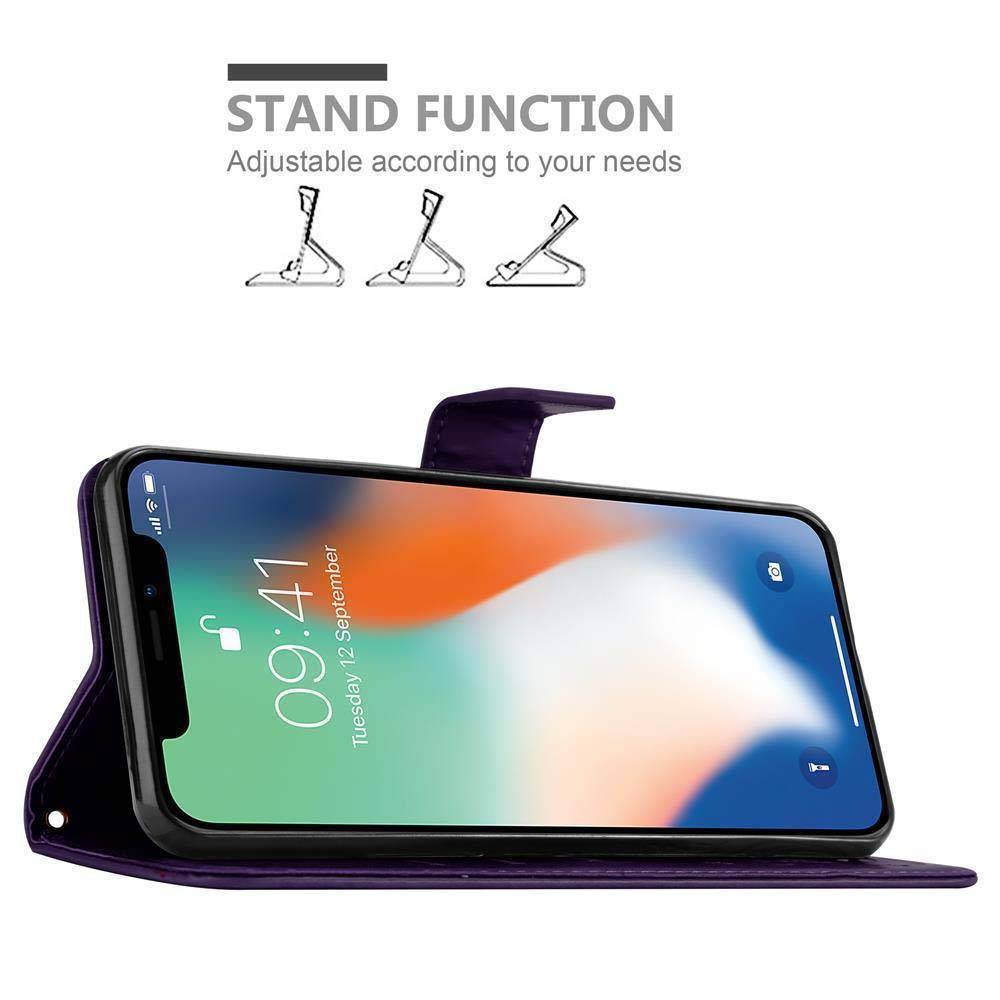 Cadorabo Hülle für Apple iPhone XR Schutz Hülle in Lila Schutzhülle Handy Hülle Etui Case Blumen Flower