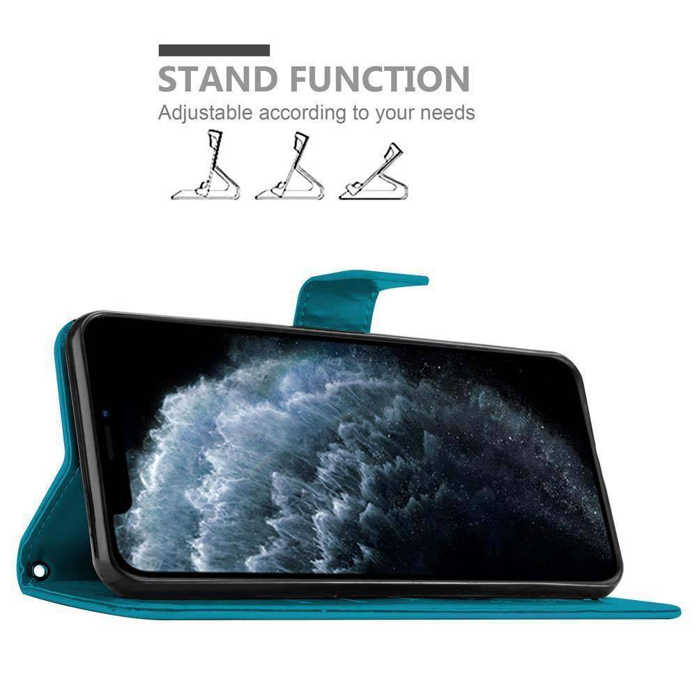 Cadorabo Hülle für Apple iPhone 11 Schutz Hülle in Blau Schutzhülle Handy Hülle Etui Case Blumen Flower