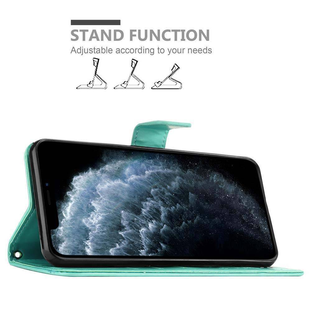 Cadorabo Hülle für Apple iPhone 11 Schutz Hülle in Türkis Schutzhülle Handy Hülle Etui Case Blumen Flower
