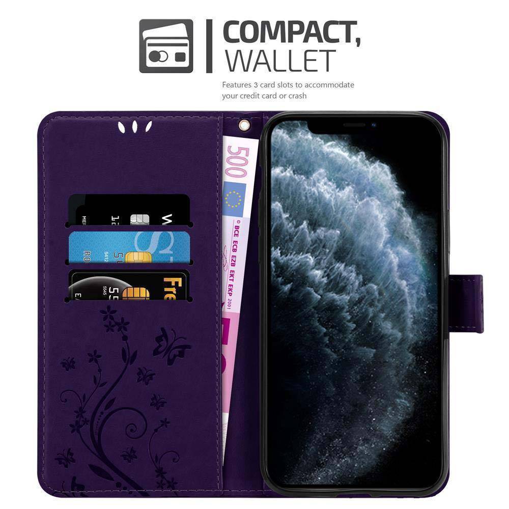 Cadorabo Hülle für Apple iPhone 11 PRO MAX Schutz Hülle in Lila Schutzhülle Handy Hülle Etui Case Blumen Flower