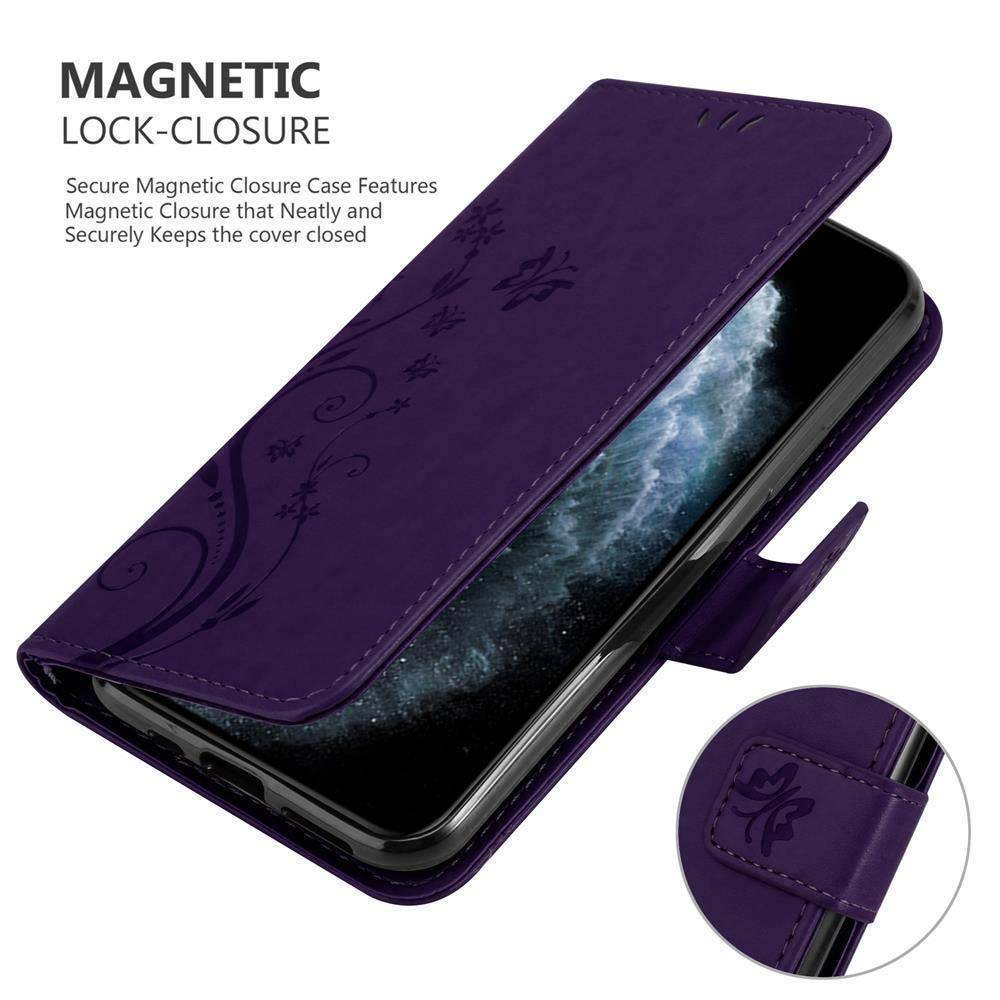 Cadorabo Hülle für Apple iPhone 11 PRO MAX Schutz Hülle in Lila Schutzhülle Handy Hülle Etui Case Blumen Flower