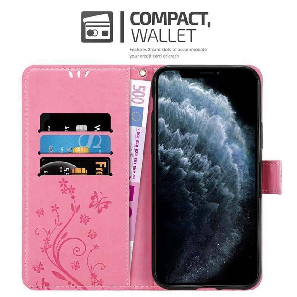 Cadorabo Hülle für Apple iPhone 11 PRO MAX Schutz Hülle in Rosa Schutzhülle Handy Hülle Etui Case Blumen Flower