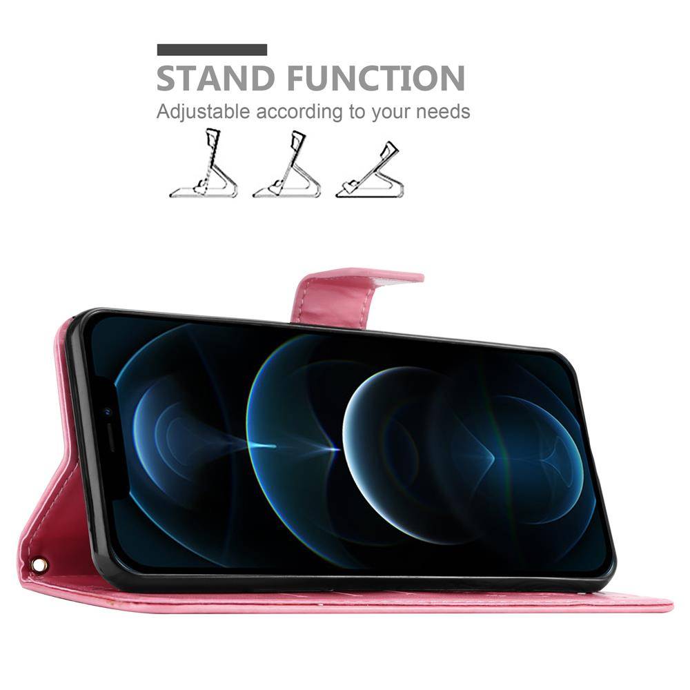Cadorabo Hülle für Apple iPhone 12 PRO MAX Schutz Hülle in Rosa Schutzhülle Handy Hülle Etui Case Blumen Flower