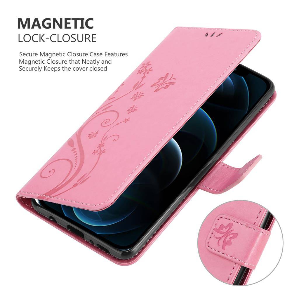 Cadorabo Hülle für Apple iPhone 12 PRO MAX Schutz Hülle in Rosa Schutzhülle Handy Hülle Etui Case Blumen Flower