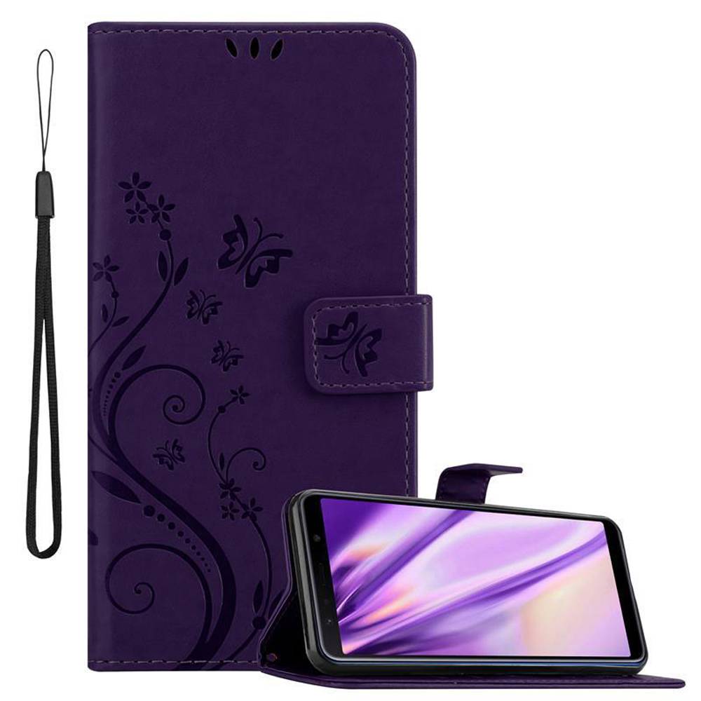 Cadorabo Hülle für Samsung Galaxy A7 2018 Schutz Hülle in Lila Schutzhülle Handy Hülle Etui Case Blumen Flower