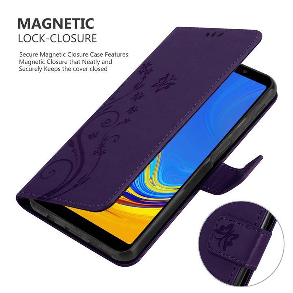 Cadorabo Hülle für Samsung Galaxy A7 2018 Schutz Hülle in Lila Schutzhülle Handy Hülle Etui Case Blumen Flower