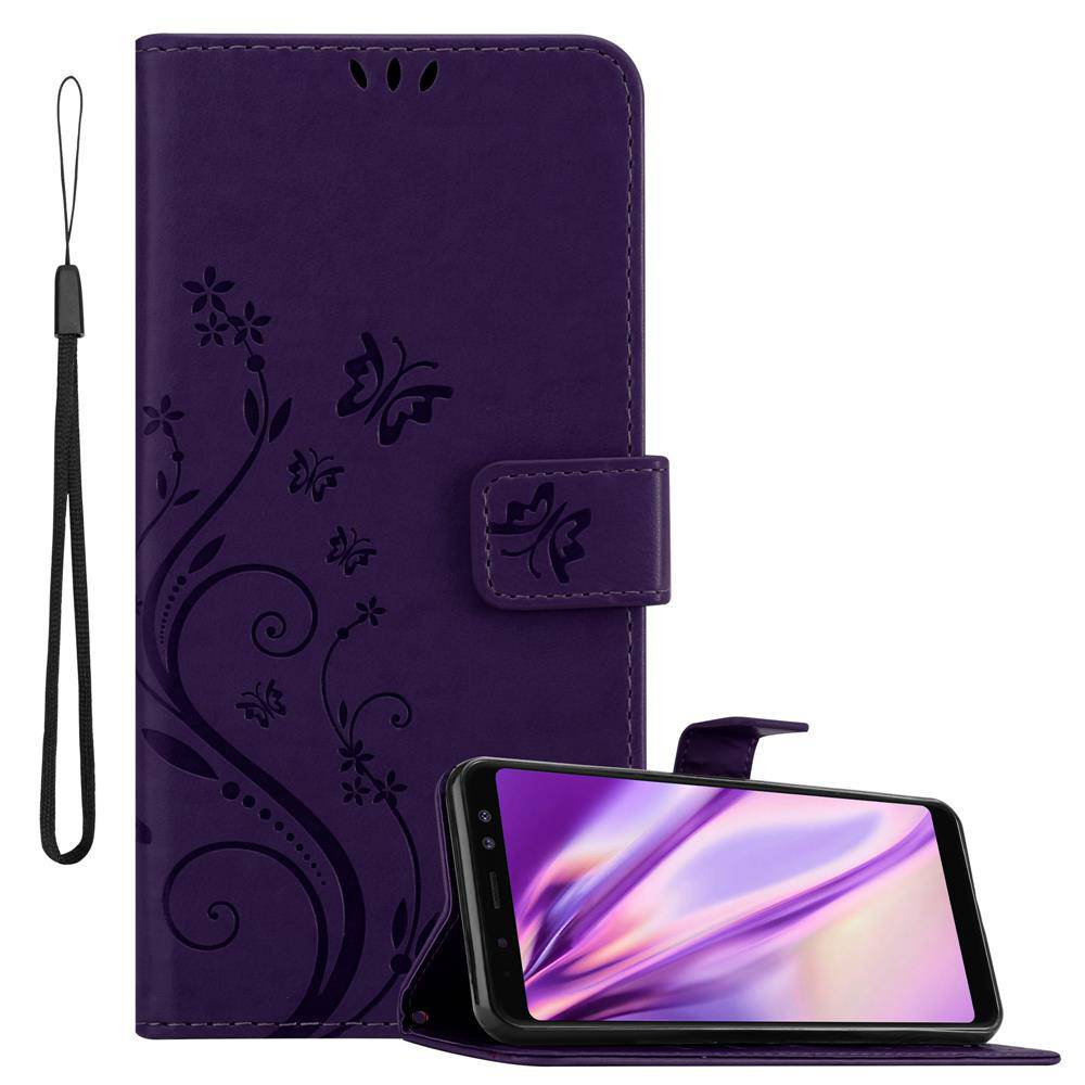 Cadorabo Hülle für Samsung Galaxy A8 2018 Schutz Hülle in Lila Schutzhülle Handy Hülle Etui Case Blumen Flower