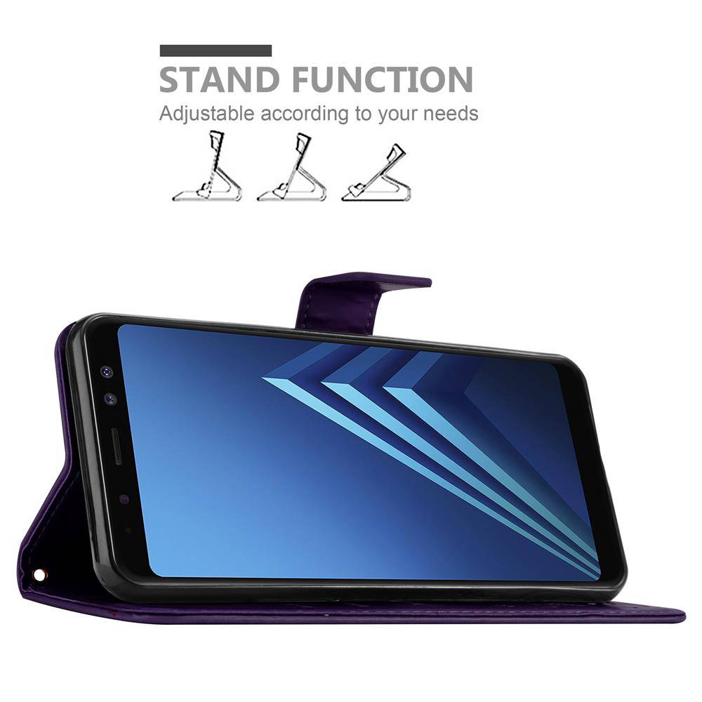 Cadorabo Hülle für Samsung Galaxy A8 2018 Schutz Hülle in Lila Schutzhülle Handy Hülle Etui Case Blumen Flower