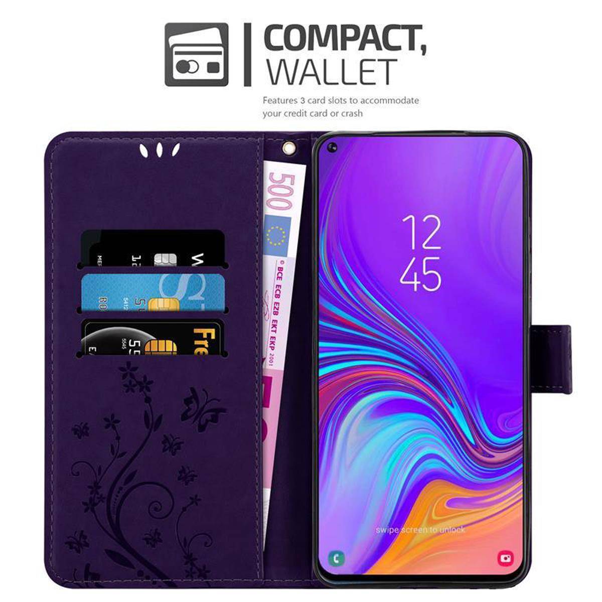 Cadorabo Hülle für Samsung Galaxy A8s Schutz Hülle in Lila Schutzhülle Handy Hülle Etui Case Blumen Flower
