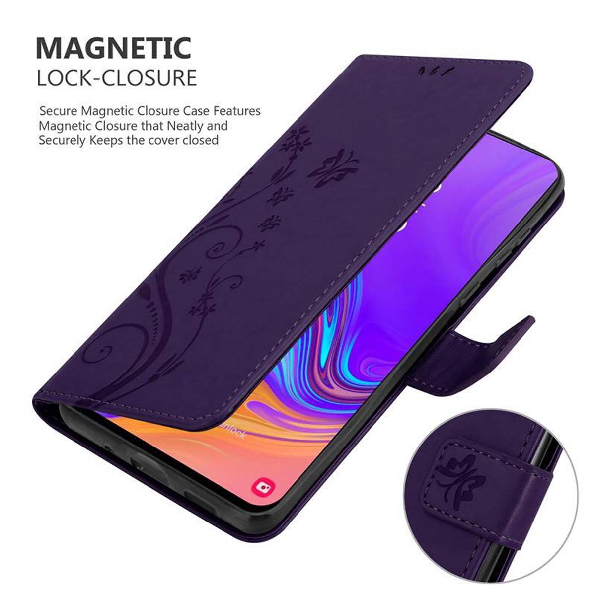 Cadorabo Hülle für Samsung Galaxy A8s Schutz Hülle in Lila Schutzhülle Handy Hülle Etui Case Blumen Flower
