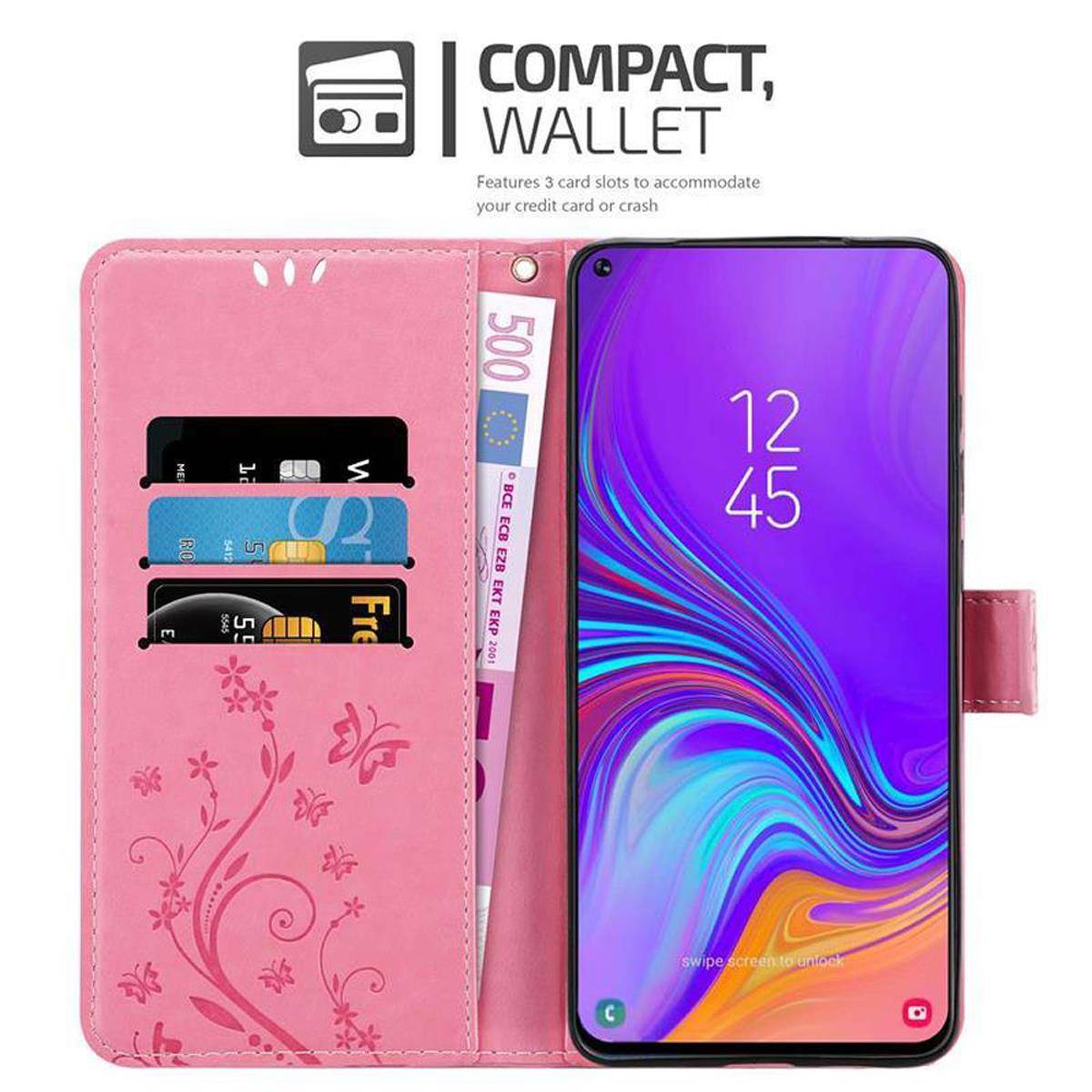 Cadorabo Hülle für Samsung Galaxy A8s Schutz Hülle in Rosa Schutzhülle Handy Hülle Etui Case Blumen Flower
