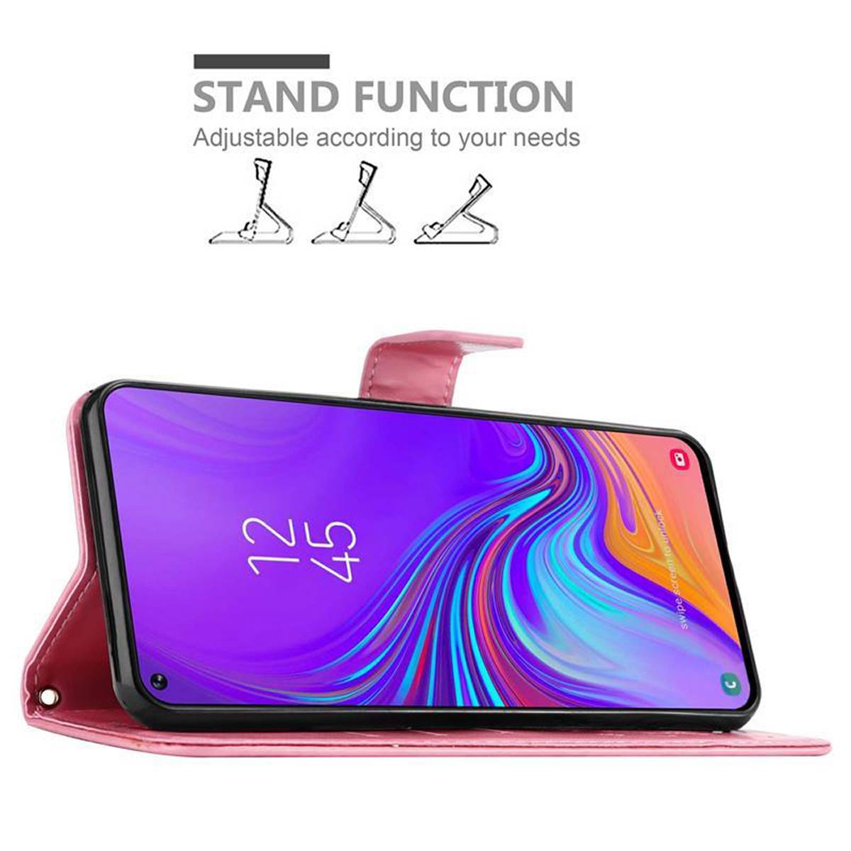 Cadorabo Hülle für Samsung Galaxy A8s Schutz Hülle in Rosa Schutzhülle Handy Hülle Etui Case Blumen Flower