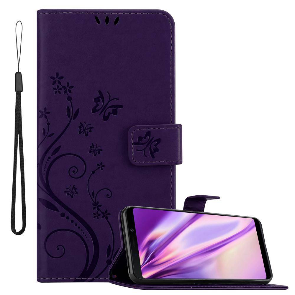 Cadorabo Hülle für Samsung Galaxy A9 2018 Schutz Hülle in Lila Schutzhülle Handy Hülle Etui Case Blumen Flower
