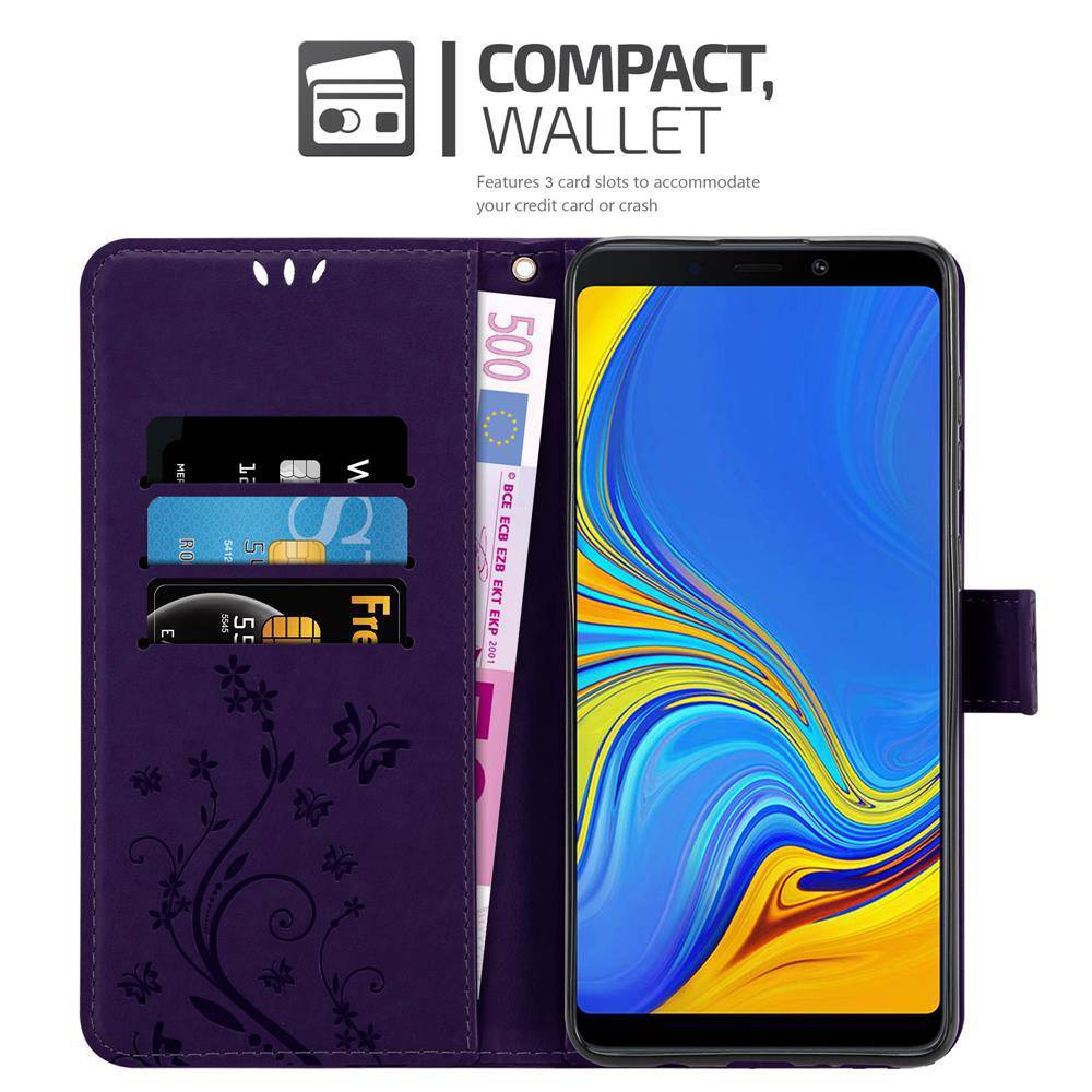 Cadorabo Hülle für Samsung Galaxy A9 2018 Schutz Hülle in Lila Schutzhülle Handy Hülle Etui Case Blumen Flower