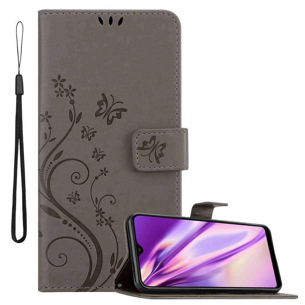 Cadorabo Hülle für Samsung Galaxy A10 / M10 Schutz Hülle in Grau Schutzhülle Handy Hülle Etui Case Blumen Flower