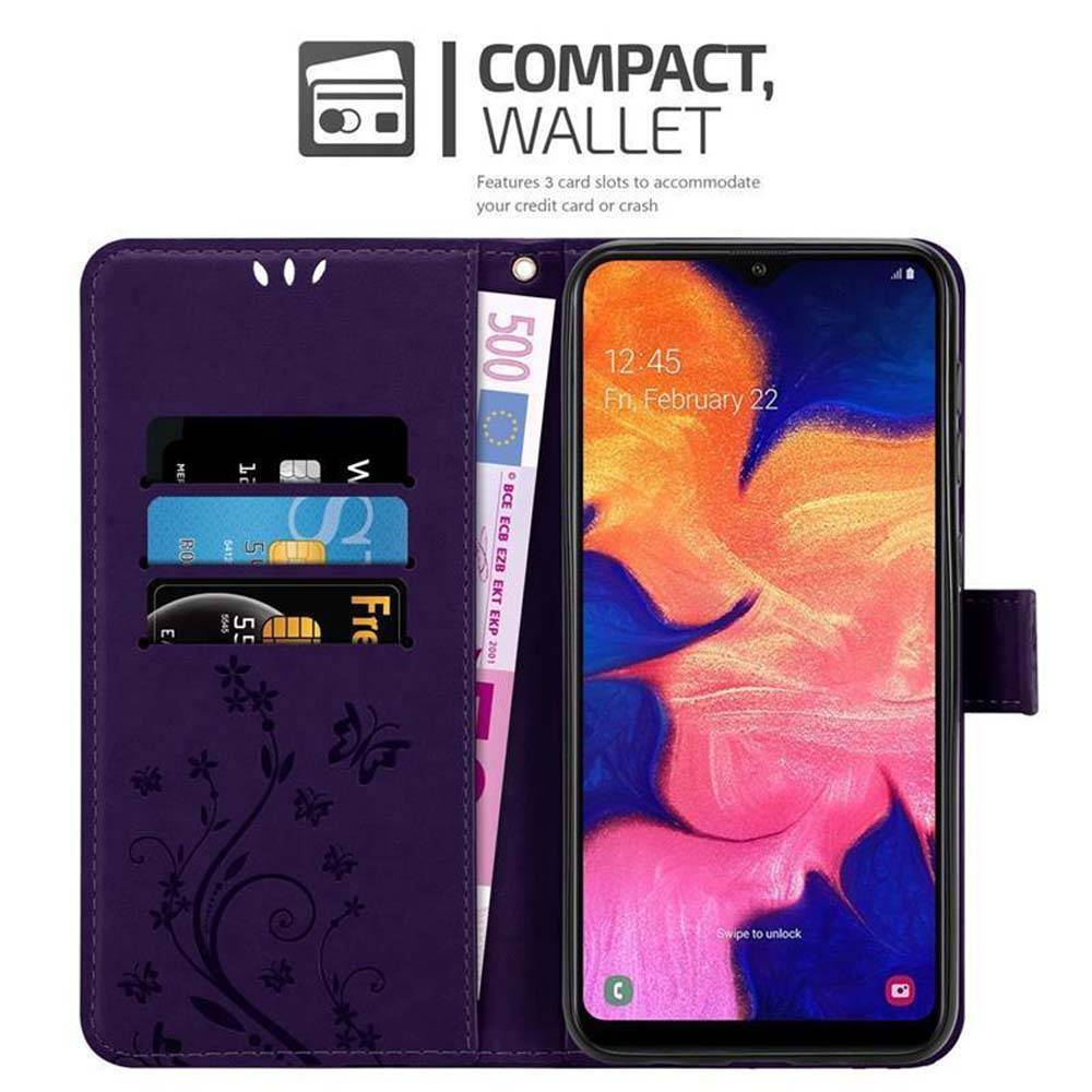 Cadorabo Hülle für Samsung Galaxy A10 / M10 Schutz Hülle in Lila Schutzhülle Handy Hülle Etui Case Blumen Flower