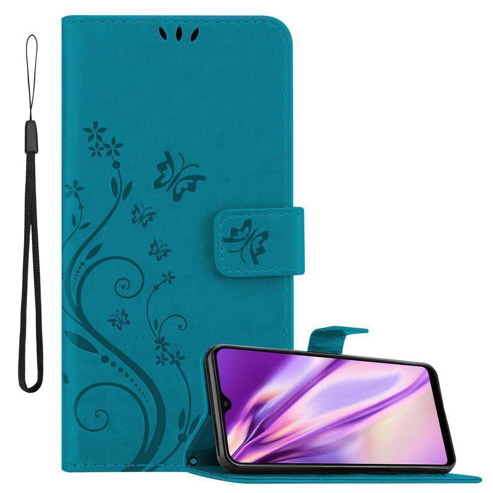 Cadorabo Hülle für Samsung Galaxy A10 / M10 Schutz Hülle in Blau Schutzhülle Handy Hülle Etui Case Blumen Flower