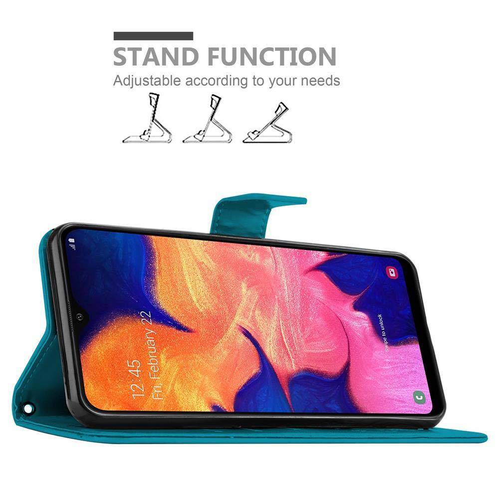 Cadorabo Hülle für Samsung Galaxy A10 / M10 Schutz Hülle in Blau Schutzhülle Handy Hülle Etui Case Blumen Flower
