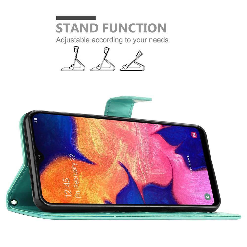 Cadorabo Hülle für Samsung Galaxy A10 / M10 Schutz Hülle in Türkis Schutzhülle Handy Hülle Etui Case Blumen Flower