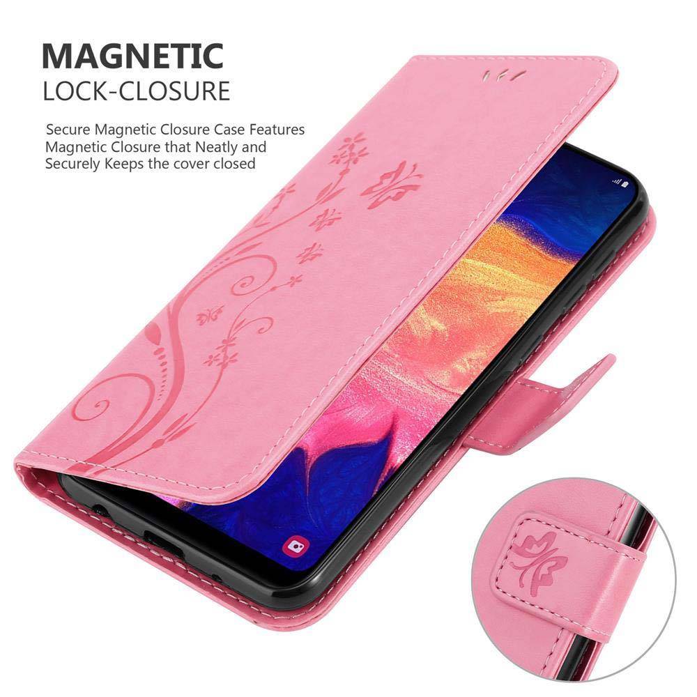Cadorabo Hülle für Samsung Galaxy A10 / M10 Schutz Hülle in Rosa Schutzhülle Handy Hülle Etui Case Blumen Flower