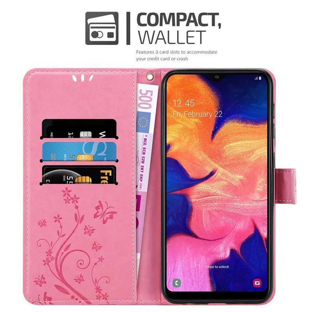 Cadorabo Hülle für Samsung Galaxy A10 / M10 Schutz Hülle in Rosa Schutzhülle Handy Hülle Etui Case Blumen Flower