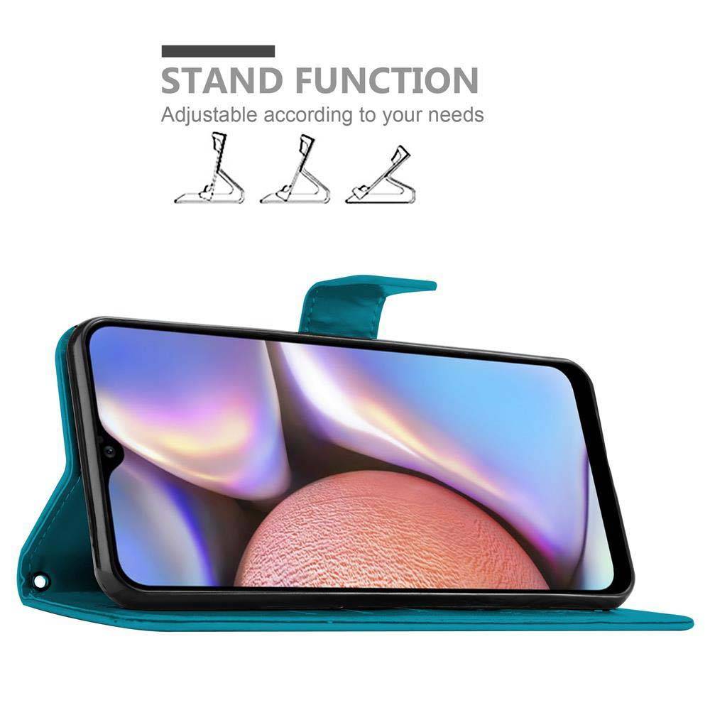 Cadorabo Hülle für Samsung Galaxy A10s / M01s Schutz Hülle in Blau Schutzhülle Handy Hülle Etui Case Blumen Flower