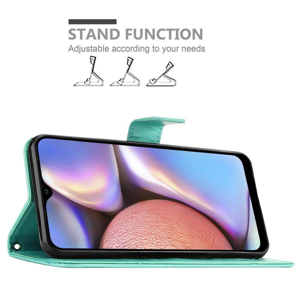Cadorabo Hülle für Samsung Galaxy A10s / M01s Schutz Hülle in Türkis Schutzhülle Handy Hülle Etui Case Blumen Flower