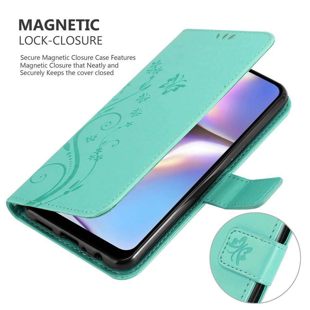Cadorabo Hülle für Samsung Galaxy A10s / M01s Schutz Hülle in Türkis Schutzhülle Handy Hülle Etui Case Blumen Flower