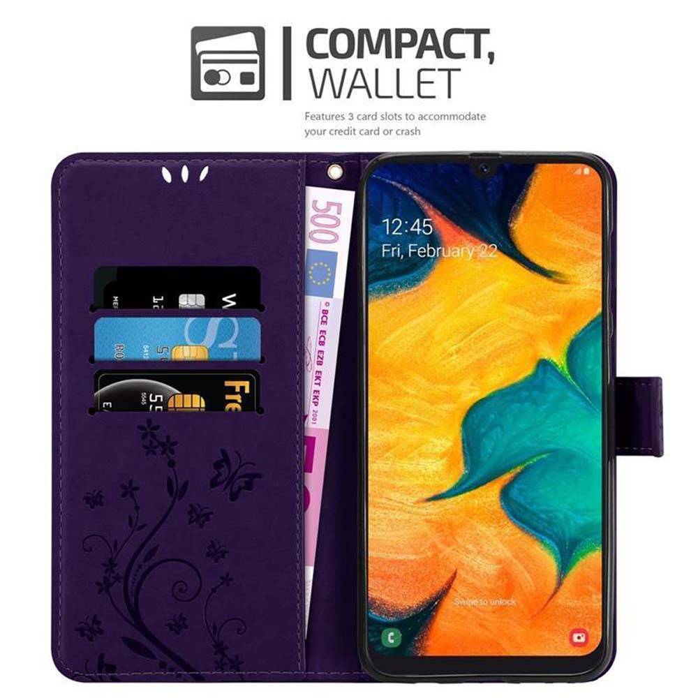 Cadorabo Hülle für Samsung Galaxy A20 / A30 / M10s Schutz Hülle in Lila Schutzhülle Handy Hülle Etui Case Blumen Flower