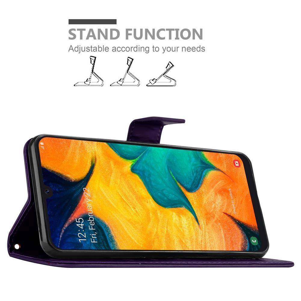 Cadorabo Hülle für Samsung Galaxy A20 / A30 / M10s Schutz Hülle in Lila Schutzhülle Handy Hülle Etui Case Blumen Flower