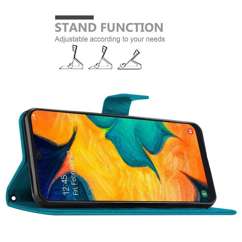 Cadorabo Hülle für Samsung Galaxy A20 / A30 / M10s Schutz Hülle in Blau Schutzhülle Handy Hülle Etui Case Blumen Flower