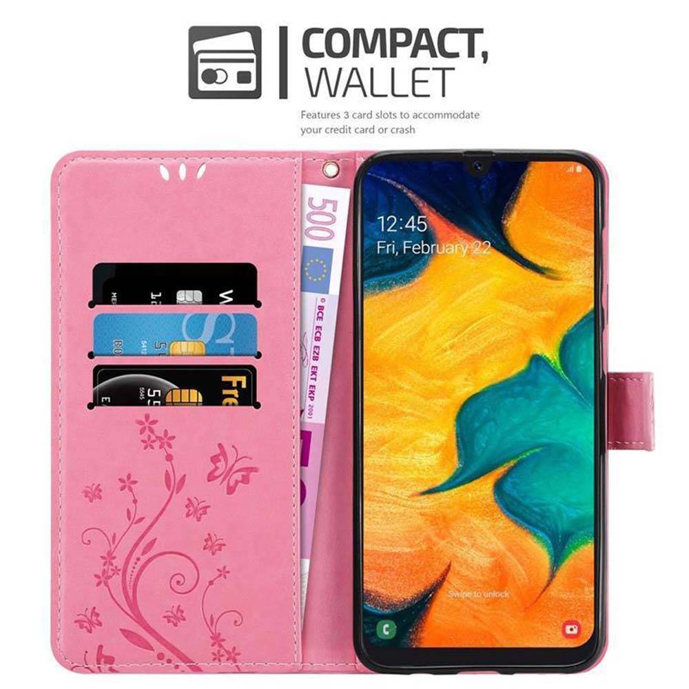 Cadorabo Hülle für Samsung Galaxy A20 / A30 / M10s Schutz Hülle in Rosa Schutzhülle Handy Hülle Etui Case Blumen Flower