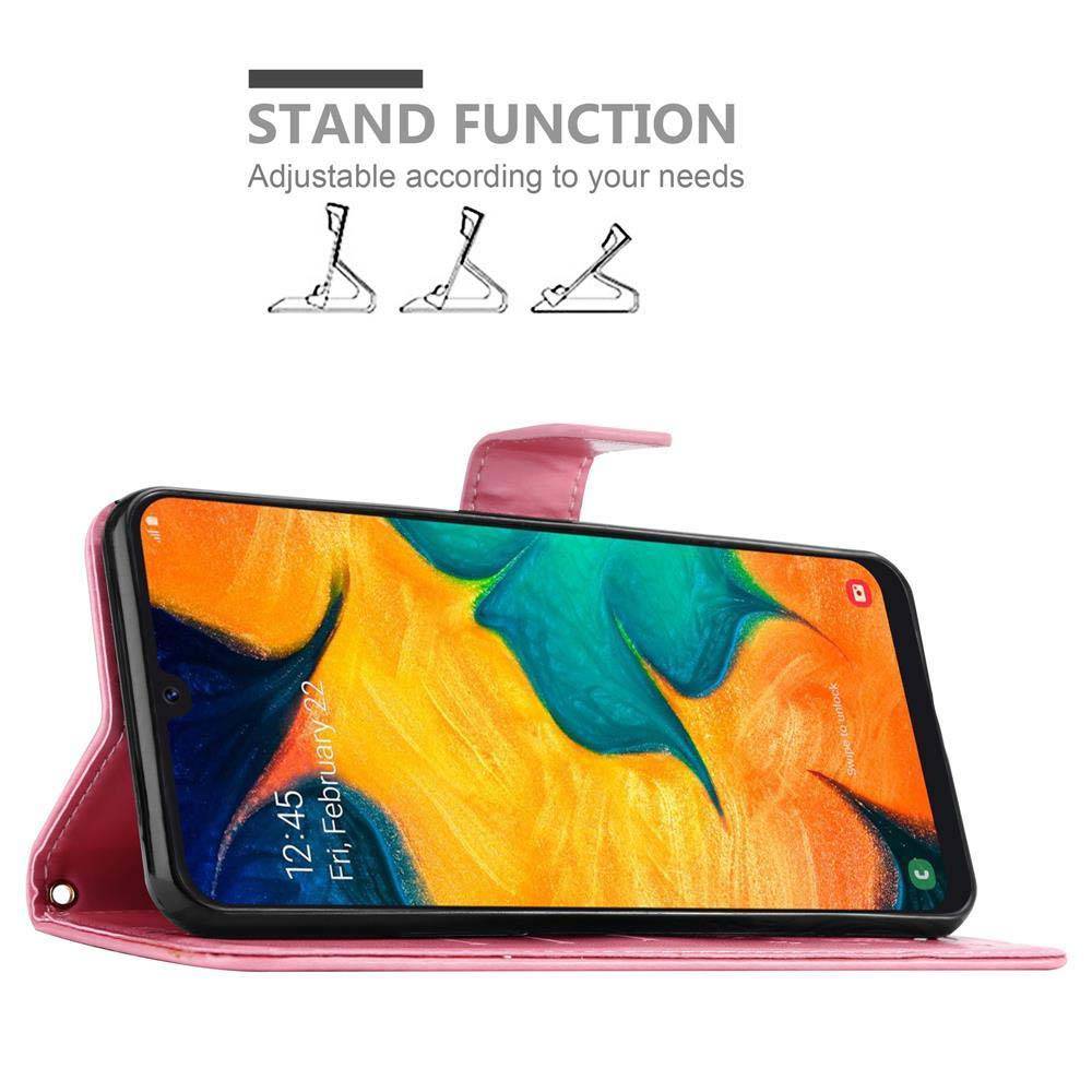 Cadorabo Hülle für Samsung Galaxy A20 / A30 / M10s Schutz Hülle in Rosa Schutzhülle Handy Hülle Etui Case Blumen Flower