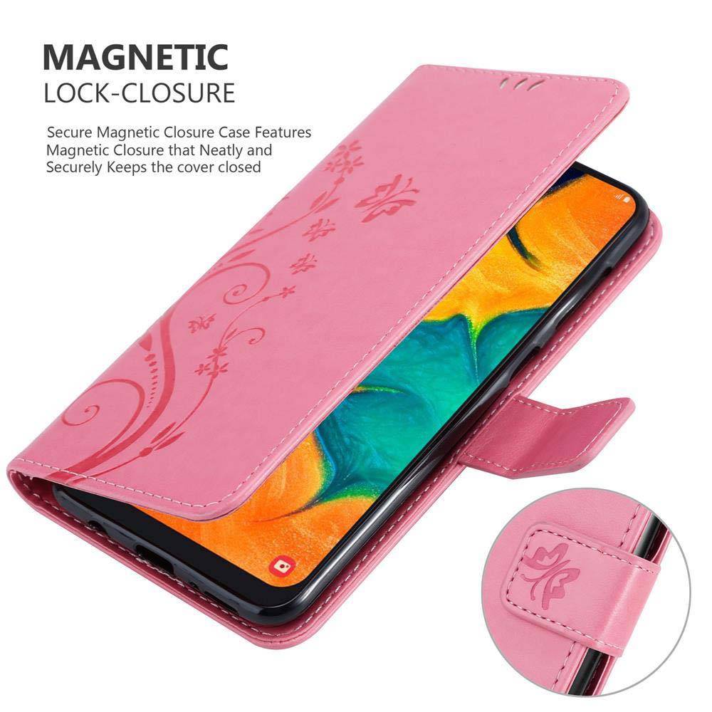 Cadorabo Hülle für Samsung Galaxy A20 / A30 / M10s Schutz Hülle in Rosa Schutzhülle Handy Hülle Etui Case Blumen Flower
