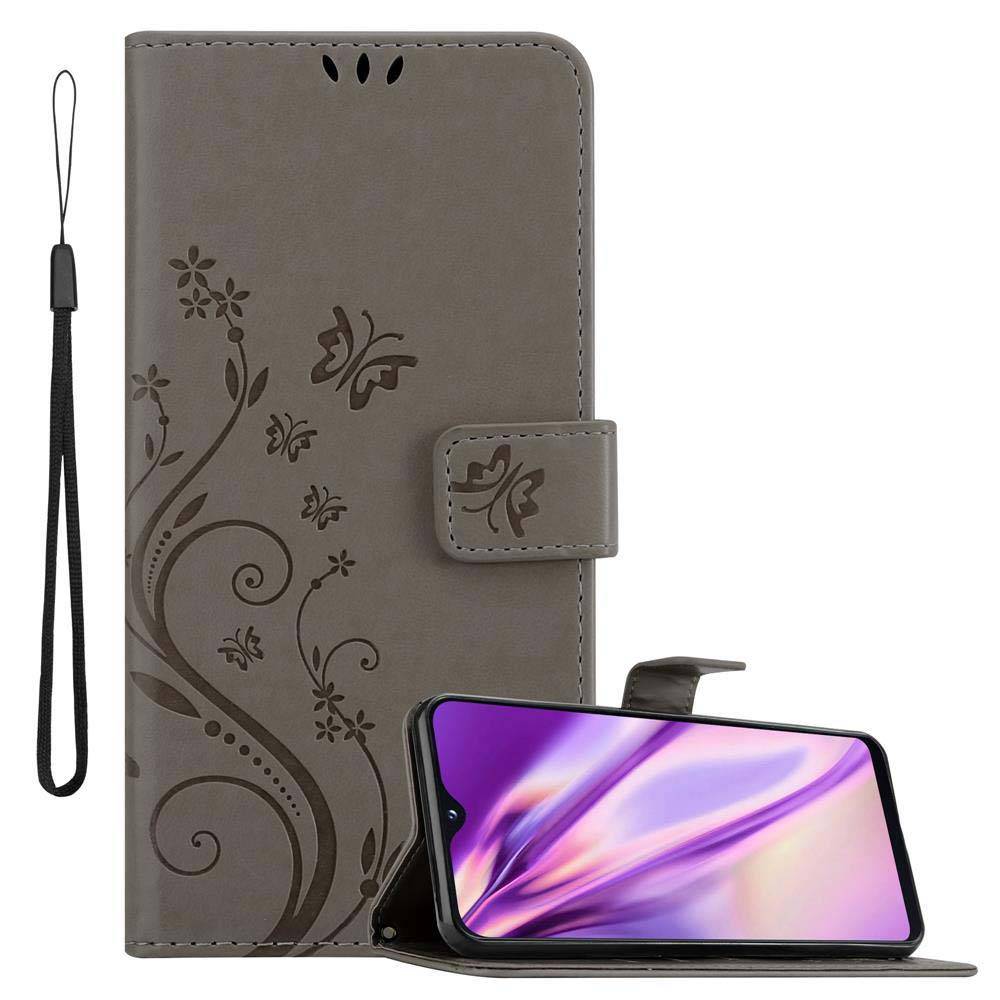 Cadorabo Hülle für Samsung Galaxy A10e / A20e Schutz Hülle in Grau Schutzhülle Handy Hülle Etui Case Blumen Flower