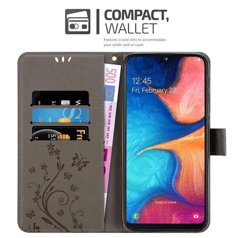 Cadorabo Hülle für Samsung Galaxy A10e / A20e Schutz Hülle in Grau Schutzhülle Handy Hülle Etui Case Blumen Flower
