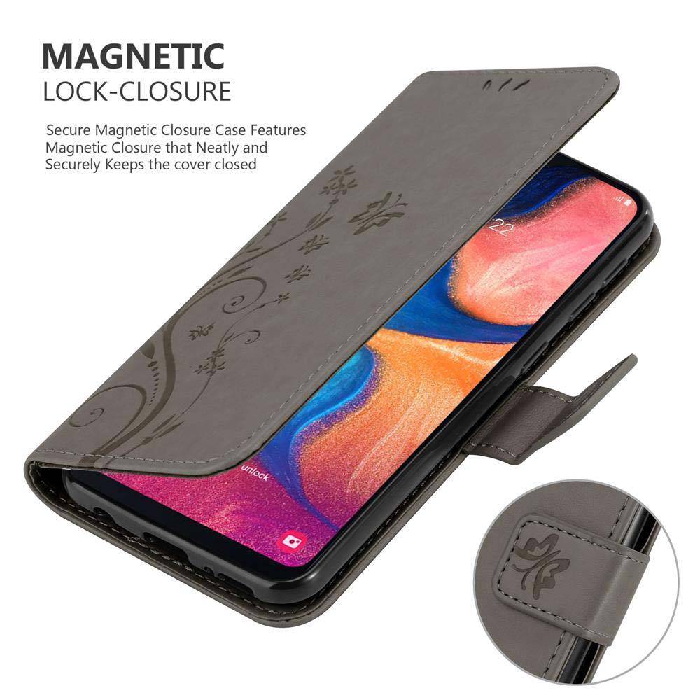 Cadorabo Hülle für Samsung Galaxy A10e / A20e Schutz Hülle in Grau Schutzhülle Handy Hülle Etui Case Blumen Flower