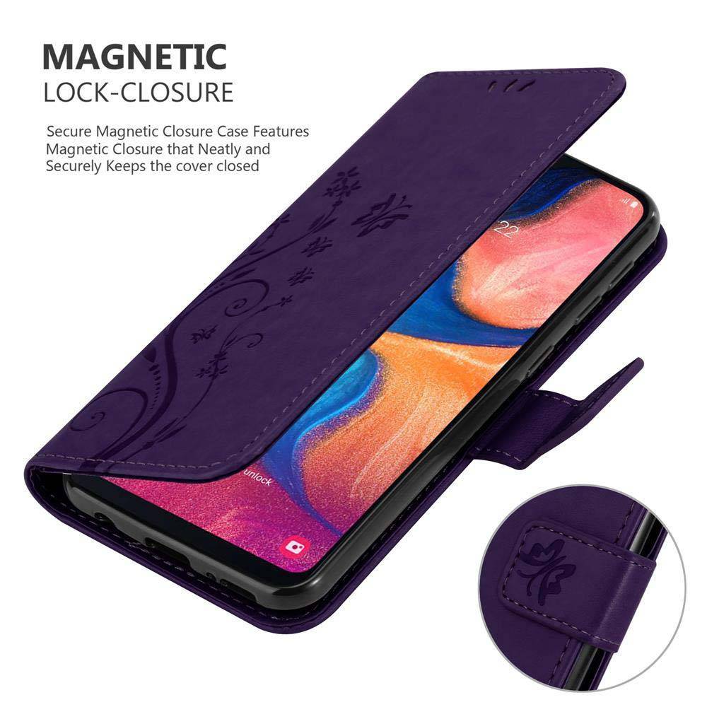 Cadorabo Hülle für Samsung Galaxy A10e / A20e Schutz Hülle in Lila Schutzhülle Handy Hülle Etui Case Blumen Flower