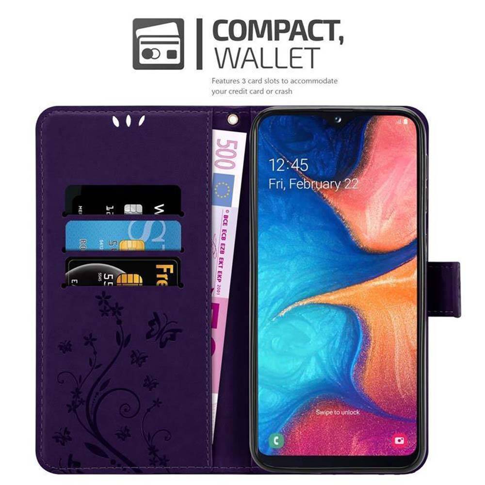 Cadorabo Hülle für Samsung Galaxy A10e / A20e Schutz Hülle in Lila Schutzhülle Handy Hülle Etui Case Blumen Flower