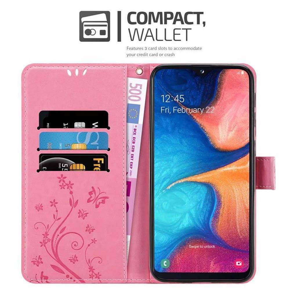Cadorabo Hülle für Samsung Galaxy A10e / A20e Schutz Hülle in Rosa Schutzhülle Handy Hülle Etui Case Blumen Flower