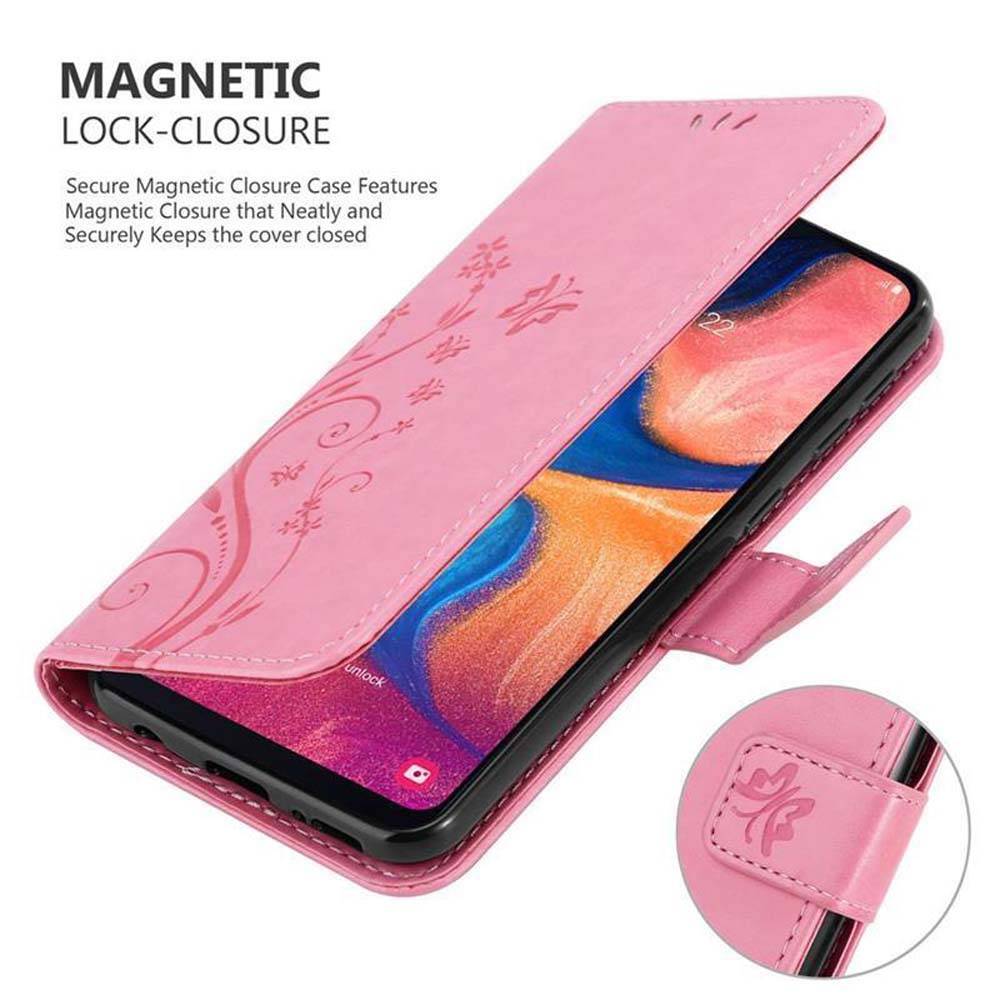 Cadorabo Hülle für Samsung Galaxy A10e / A20e Schutz Hülle in Rosa Schutzhülle Handy Hülle Etui Case Blumen Flower
