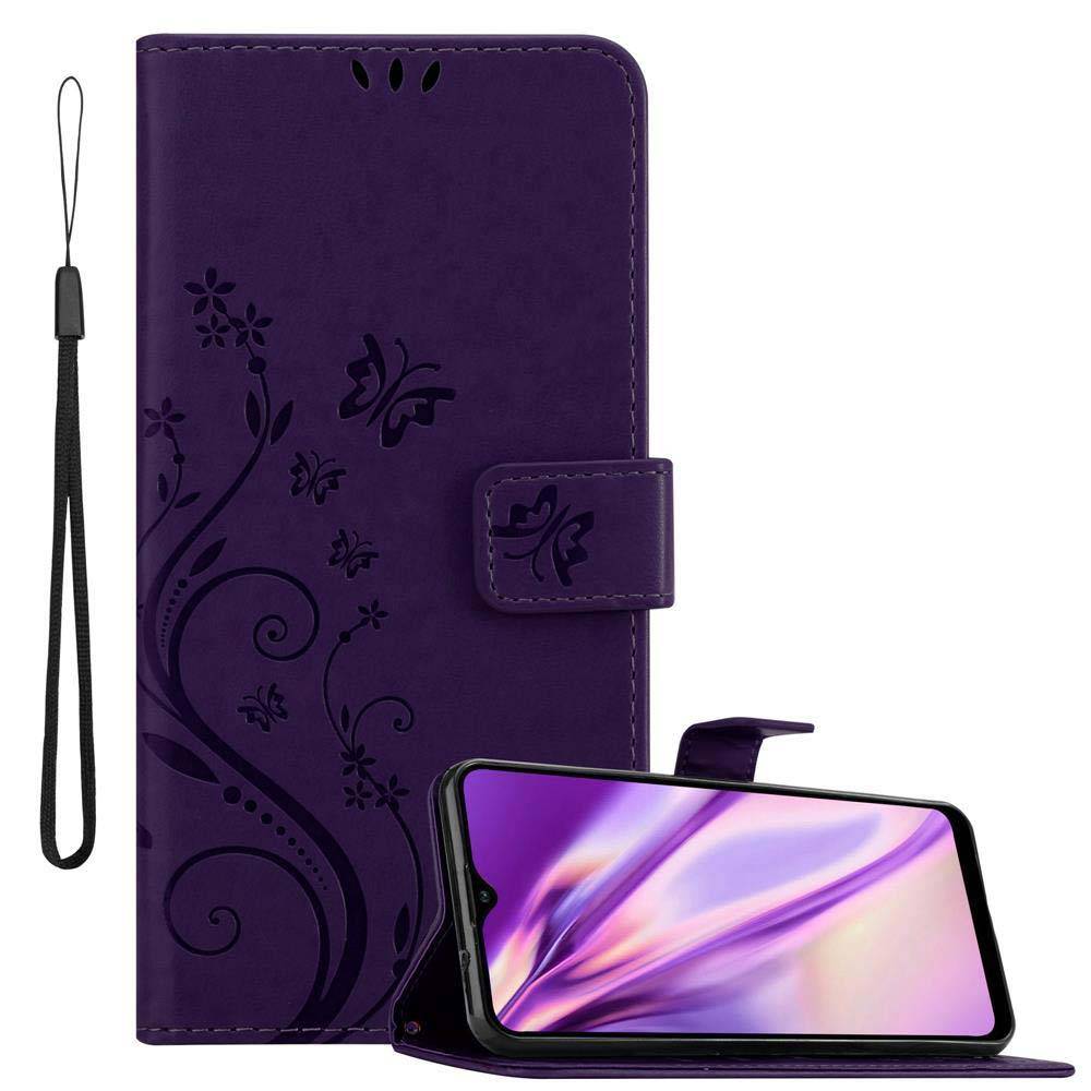 Cadorabo Hülle für Samsung Galaxy A20s Schutz Hülle in Lila Schutzhülle Handy Hülle Etui Case Blumen Flower